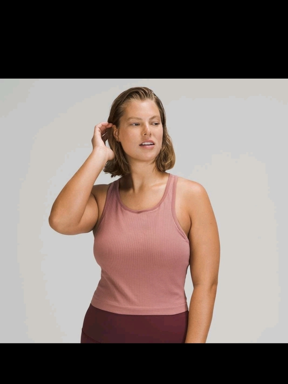 Lululemon Top Women's 6 Bra Ebb To Street Cropped Tank Spiced Chai Gym Yoga